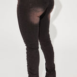 Pantalón De Mezclilla Ajustado Con Stretch Cutting Ties Tinted Stacked - Moca