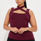 Camisa Top Every Direction Asymmetrical Criss Cross - Vino