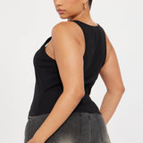 Camisa Top Silver Lining Invisible Strap Ribbed - Negro
