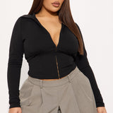 Top De Manga Larga Elsie Collared - Negro