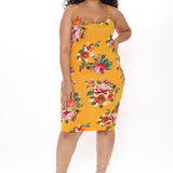 Vestido Midi Body Moves - Mustard Floral