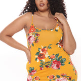 Vestido Midi Body Moves - Mustard Floral