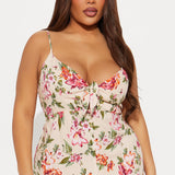 Vestido Maxi Floral High Slit - Bronceado