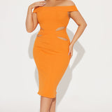 Vestido midi Mila con recortes - Naranja