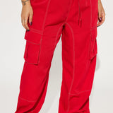 Pantalón Cargo Pierna Amplia Keep Me Entertained - Rojo