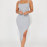 Vestido Midi Rasgado Rowan - Gris Suave