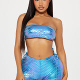 Trisha Bandeau Bikini de 3 piezas con boyshorts - Azul