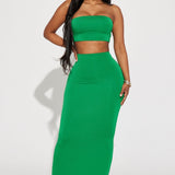Otro conjunto de falda de doble línea - verde