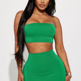 Otro conjunto de falda de doble línea - verde