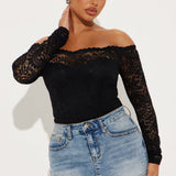 Pantiblusa Katie Lace Off Shoulder - Negro