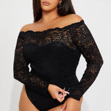 Pantiblusa Katie Lace Off Shoulder - Negro