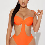 Tyra traje de baño de una pieza con recorte - Naranja
