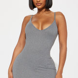 Vestido Midi Rasgado Brenda - Gris Suave
