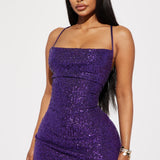 Vestido mini Anyah de lentejuelas - Púrpura