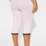 Mallas Valentina Solid Lace Trim Capri - Rosa