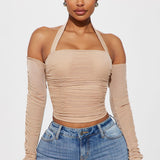 Camisa Top Charlette Mesh - Gris Pardo