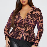 Camisa Top Vivienne Velvet - Brown Combo
