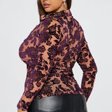 Camisa Top Vivienne Velvet - Brown Combo