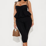 Camisa Top You And I Together Bubble Hem - Negro