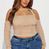 Camisa Top Charlette Mesh - Gris Pardo