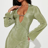 Vestido plisado mini Sienna - Chartreuse