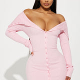 Vestido Midi de Suéter Ashley - Rosa