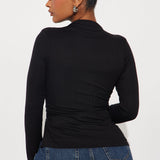 Camisa Top Harmony Ribbed - Negro