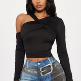 Camisa Top Emory Twist Off Shoulder - Negro
