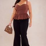 Camisa Top Valerie Peplum Corset - Chocolate