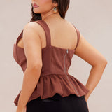 Camisa Top Valerie Peplum Corset - Chocolate