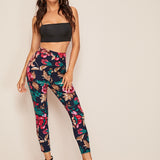 Clasi Pantalones ajustados con estampado floral de cintura alta