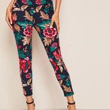 Clasi Pantalones ajustados con estampado floral de cintura alta