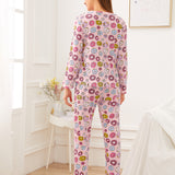 Conjunto de pijama con estampado de donut con mascara de ojo