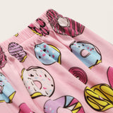 Conjunto de pijama con estampado de donut con mascara de ojo