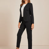 Prive Conjunto blazer unicolor de parte delantera abierta con pantalones