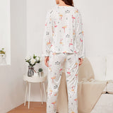 Conjunto de pijama con estampado de flamenco con mascara de ojo