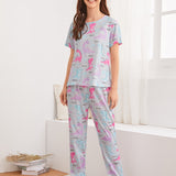 Conjunto de pijama con estampado de dinosaurio de dibujos animados con mascara de ojo