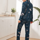 Conjunto de pijama de Satin con estampado floral