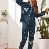 Conjunto de pijama de Satin con estampado floral