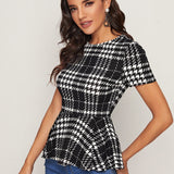 Top peplum de cuadros