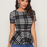 Top peplum de cuadros