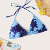 Swim Top bikini halter triangulo de tie dye