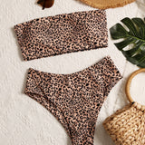 Swim Banador bikini de cintura alta bandeau de leopardo