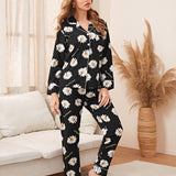 Conjunto de pijama con boton delantero con estampado de girasol