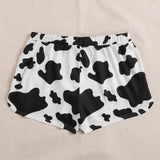 EZwear Shorts con estampado de vaca de cintura con nudo