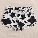 EZwear Shorts con estampado de vaca de cintura con nudo