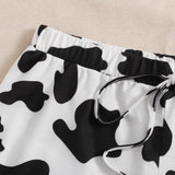 EZwear Shorts con estampado de vaca de cintura con nudo