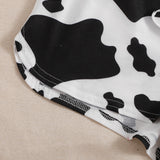 EZwear Shorts con estampado de vaca de cintura con nudo