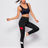 Yoga Futuristic Leggings deportivos de color combinado con bolsillo