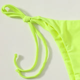 Swim 3 piezas Banador bikini triangulo neon con falda de playa